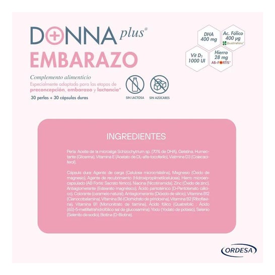 Donna Plus+ Embarazo 30 Perlas + 30 Cápsulas Duras Donna Plus+ Embarazo 30 Perlas + 30 Cápsulas Duras