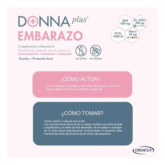Donna Plus+ Embarazo 30 Perlas + 30 Cápsulas Duras Donna Plus+ Embarazo 30 Perlas + 30 Cápsulas Duras