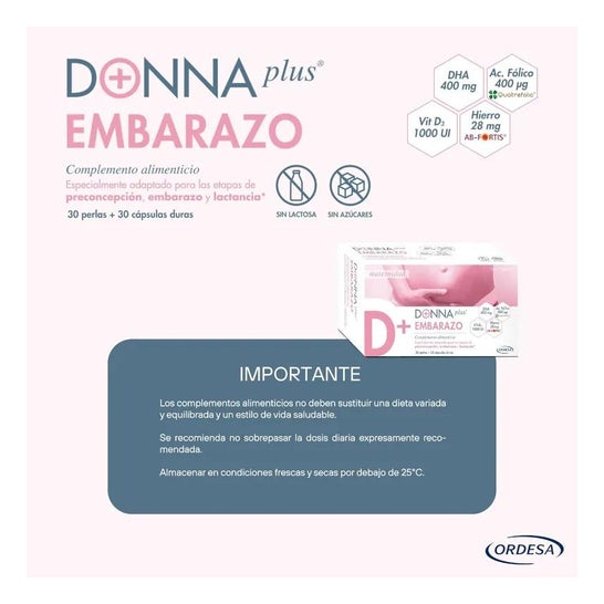 Donna Plus+ Embarazo 30 Perlas + 30 Cápsulas Duras Donna Plus+ Embarazo 30 Perlas + 30 Cápsulas Duras