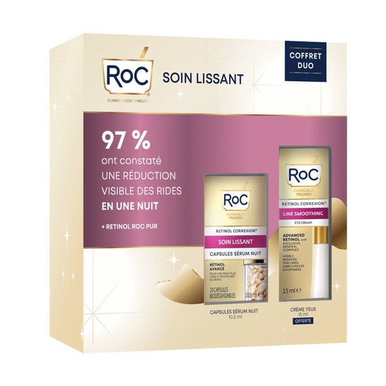 RoC Coffret Soin Visage Lissant Capsules Sérum Nuit + Crème Yeux