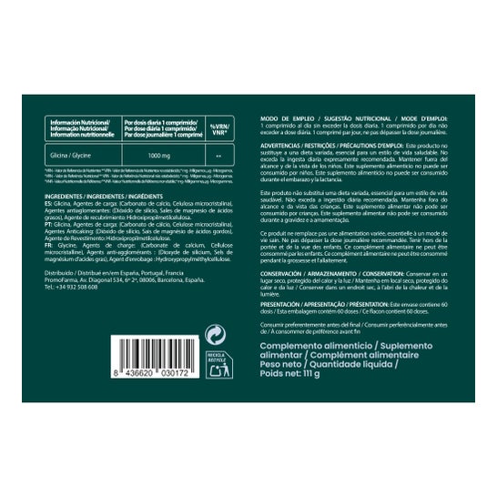 DocMorris Glycine 500mg 60 Comprimés (Expire dans moins de 6 mois)