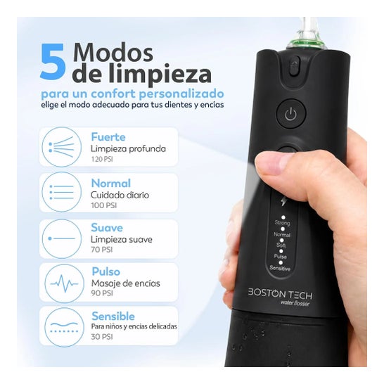 Irrigateur Dentaire Portable Aquapik UltraCare Plus 8 Embouts 5 Modes 300 ml (Noir)