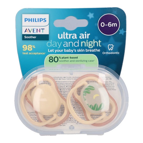Philips Avent Ultra Air Sucette Vert clair Orange clair 2 unités