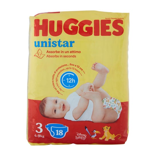 Huggies Unistar Couches Taille 3 4-9kg 18uts