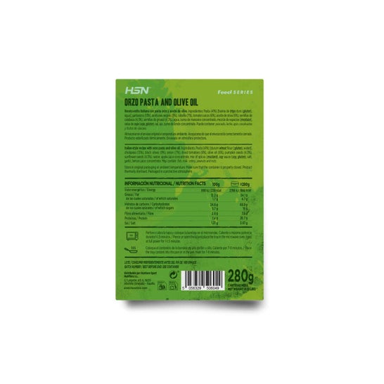 HSN Plato Preparado Estilo Veggie Pasta Orzo con Aceite de Oliva Estilo Italiano 280g