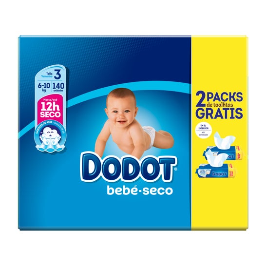 Dodot Couches Sensitive Taille 2 (4-8 Kg) - Pack Mensuel 198 Couches + 40 Lingettes