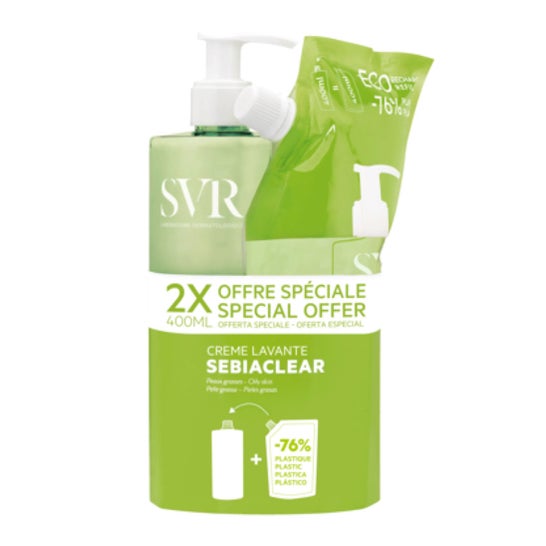 SVR Sebiaclear Pack Crema Lavante + Recarga 2x400 ml