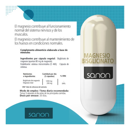 Sanon bisglycinate magnésium 100 capsules