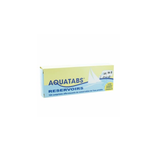 Aquatabs Réservoirs Comprimés Effervescents De Conservation D'Eau Potable Bleu/Jaune X 100