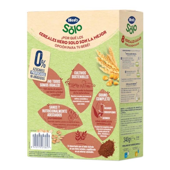 Hero Baby 8 Céréales Papille Cacao 340g Hero Baby 8 Céréales Papille Cacao 340g