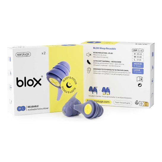 Blox Sleep & Focus Bouchons Oreille Réutilisables M/L 1 Paire