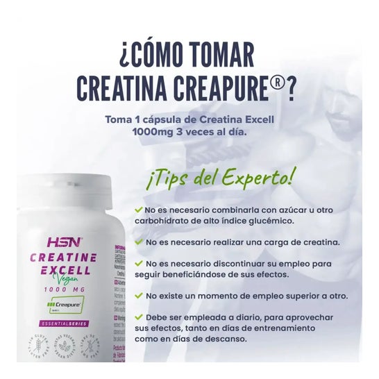 HSN Creatina Excell 1000mg 100% Creapure® 120 Veg  Caps