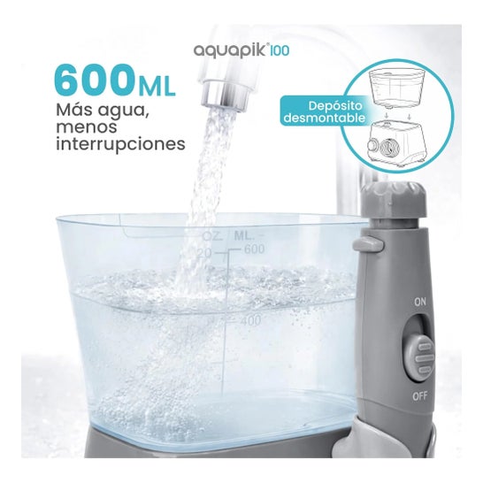 Aquapik100® Irrigateur Dentaire 600 ml 10 Niveaux Gris 1 ud