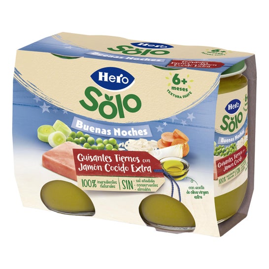 Hero Baby Bonne Nuit Petits Pois Jambon Tendre 2x190 gr