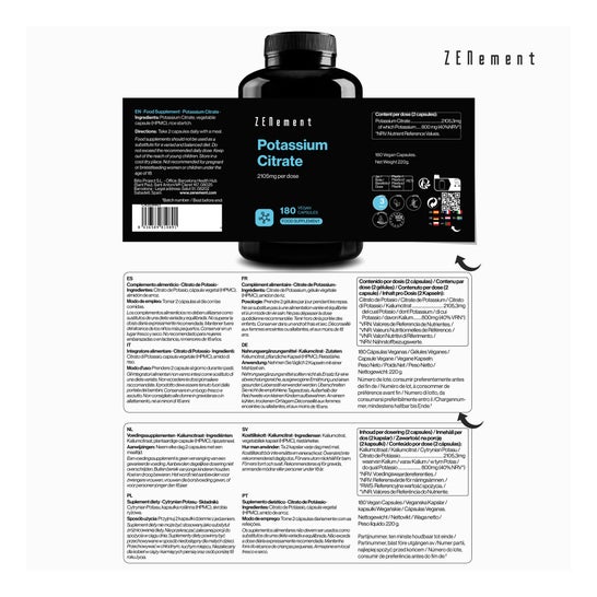 Zenement Citrate de Potassium 180 gélules