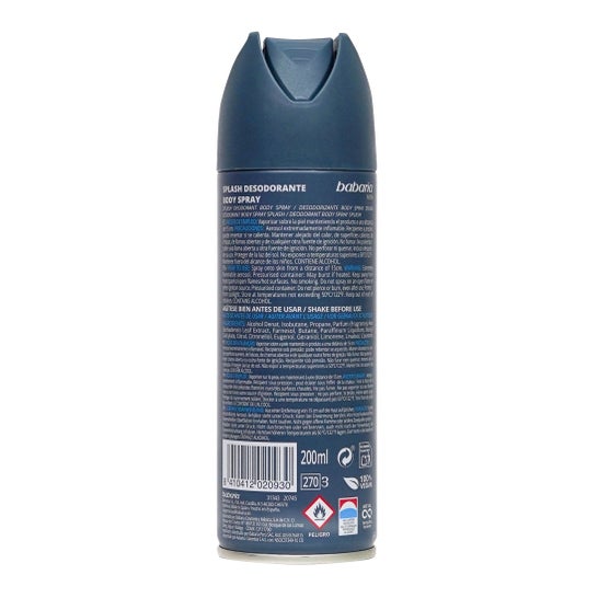 Babaria déodorant en spray pour le corps Splash Men 200ml