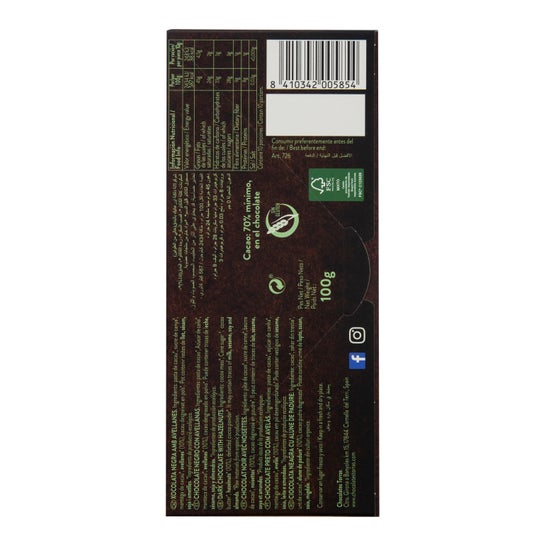 Torras Black Choco 70% Cacao Noisette 100g
