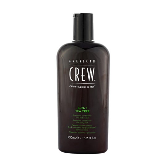 American Crew Shampooing Revitalisant 3-en-1 Shampooing et Gel au Tea Tree 450ml