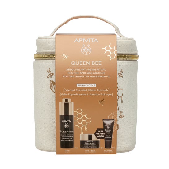 Apivita Queen Bee Routine Anti-âge Absolue Sérum 30ml + Crème Légère 15ml + Crème Yeux 5ml