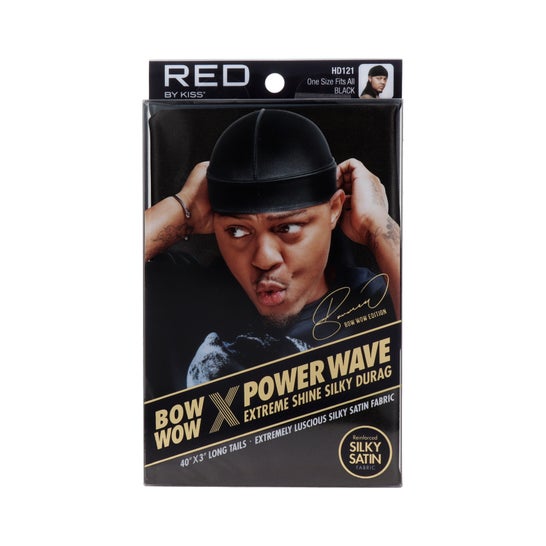 Red By Kiss Power Wave Extreme Silky Durag Black 1ut