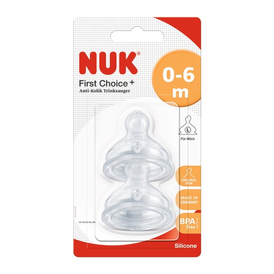Nuk First Choice mamelon en silicone à large bouche T1 Orifice L 2uds