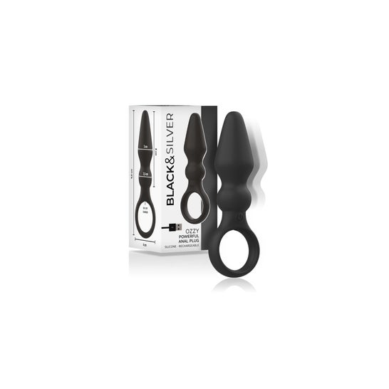 Black&Silver Ozzy Puissante Plug Anal Silicone 1ut