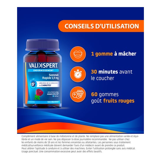 Valdispert Sommeil Rapide 1,9mg 60 Gommes