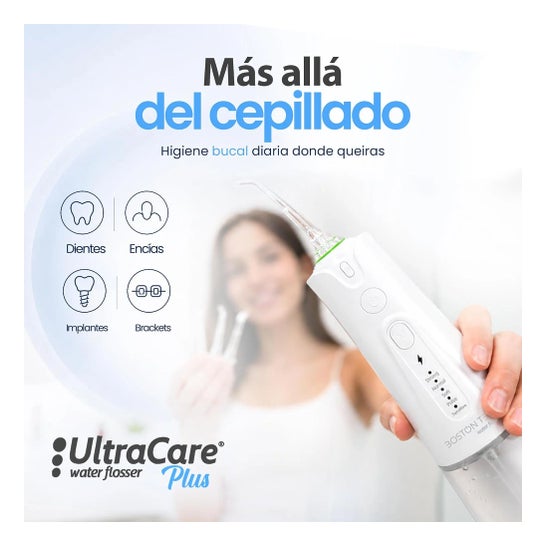 Irrigateur Dentaire Portable Aquapik UltraCare Plus 8 Embouts 5 Modes 300 ml (Blanc)