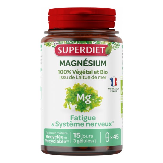 Superdiet Magnésium 100% Végétal Et Bio 45 Gélules