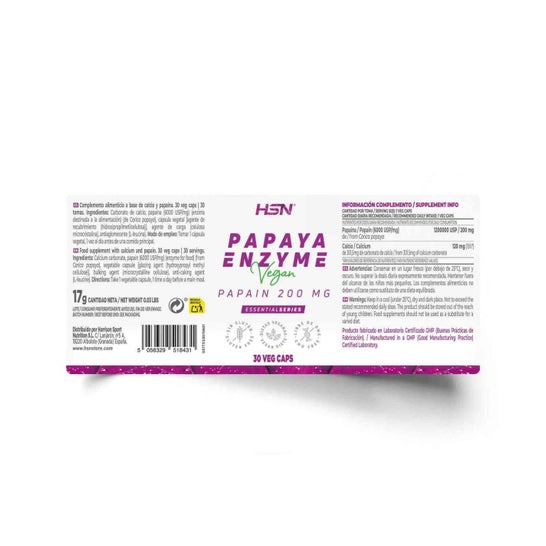 HSN Enzima de Papaya 200mg Papaína 30vcaps