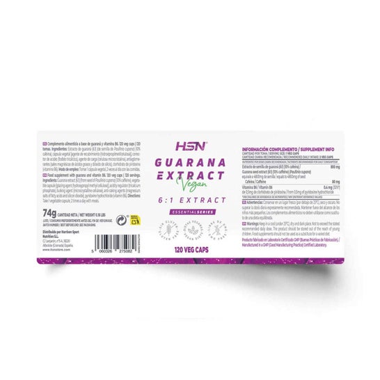 HSN Extracto de Guaraná 6:1 400mg 120vcaps