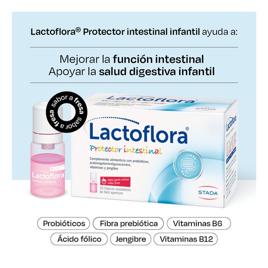 Lactoflora Probiotic Intestinal Protector for Children Saveur de la fraise 10 flacons monodoses