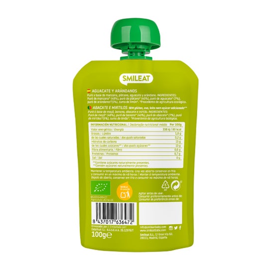 Smileat Soupchée à l'Avocat et Bleuets 100g