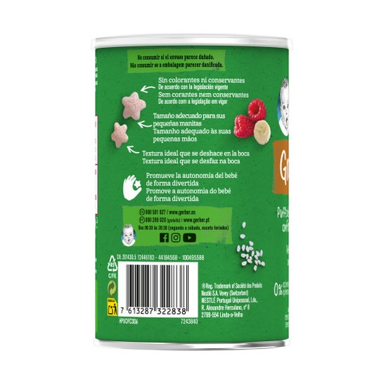 Gerber Organic Grain & Grow Puffs Trigo y Arroz con Frambuesa 35g