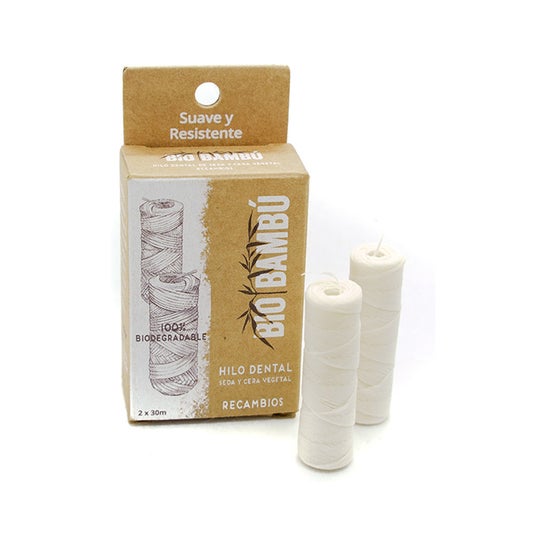 Fil dentaire naturel Biobamboo Recharges de fil dentaire 2X30m