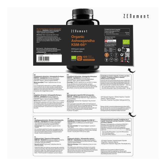 Zenement Ashwagandha Ecológica Ksm-66 120vcaps