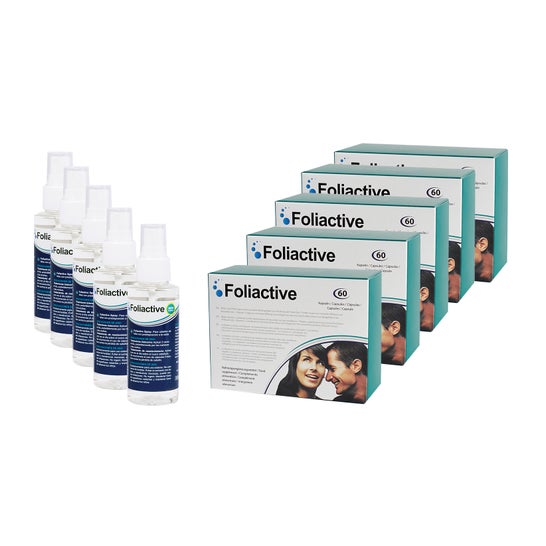 Foliactive Pills 5x60caps + Foliactive Spray Antichute 5x100ml