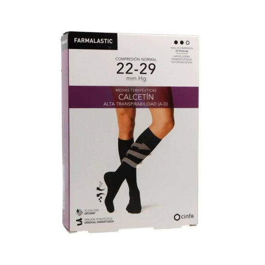 Farmalastic Chaussette Haute Respirabilité Compression Normale Noir Taille EG 1 Paire