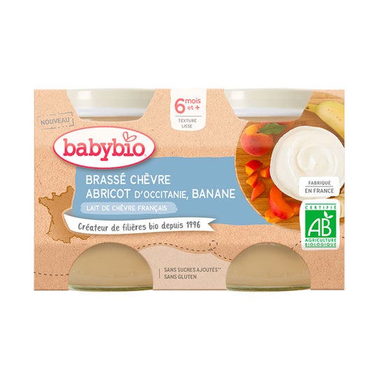 BabyBio Brasse Chevre Abricot Banana 2x130g