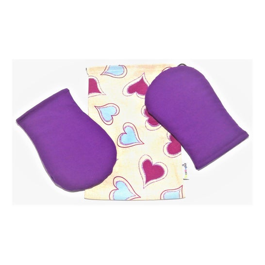 Sacoterapia Sack Mittens Moufles Hearts Purple 1pc