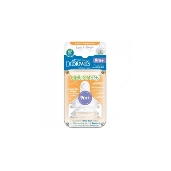 Option du Dr Brown + Mamelon + Grande bouche 9M 2pcs