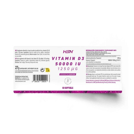 HSN Vitamina D3 50000UI 60 perlas