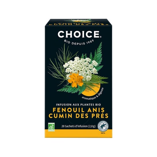 Choice Bio Fenouil Anis Cumin des Prés 20 Sachets