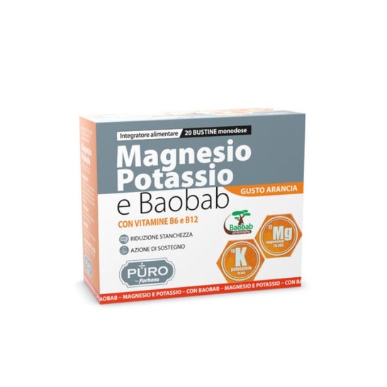 Puro Magnésium Potassium et Baobab Goût Orange 20 Sachets
