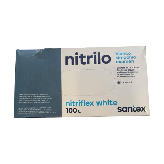 Santex Gants Nitrile Blanc Sans Poudre L 100uts