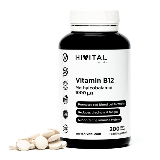Hivital Foods Vitamine B12 Méthylcobalamine 1000 mcg 200 comprimés