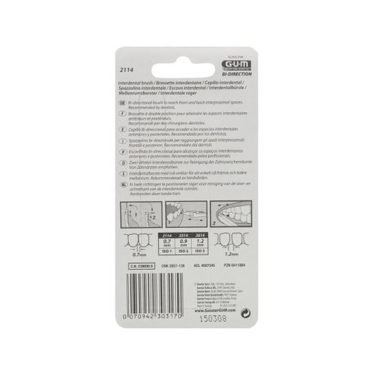 Gum Proxabrush BiDirection Brossettes interdentaires 0,7mm Réf.2114 6 unités