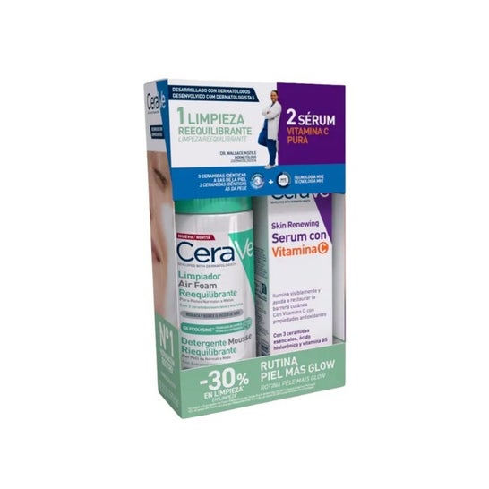 CeraVe Pack Nettoyant Mousse Aérienne + Sérum Vitamine C 2 unités