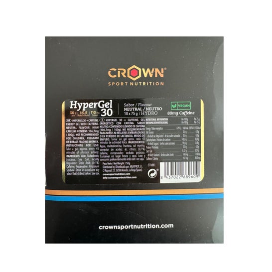 Crown Sport Nutrition Hypergel 30 Hydro Neutre Caféine 10x75 g