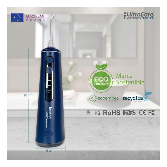 Irrigateur Dentaire ULTRA CARE Sans Fil Portable Professionnel - 8 Embouts - 4 Modes, IPX7 Bleu